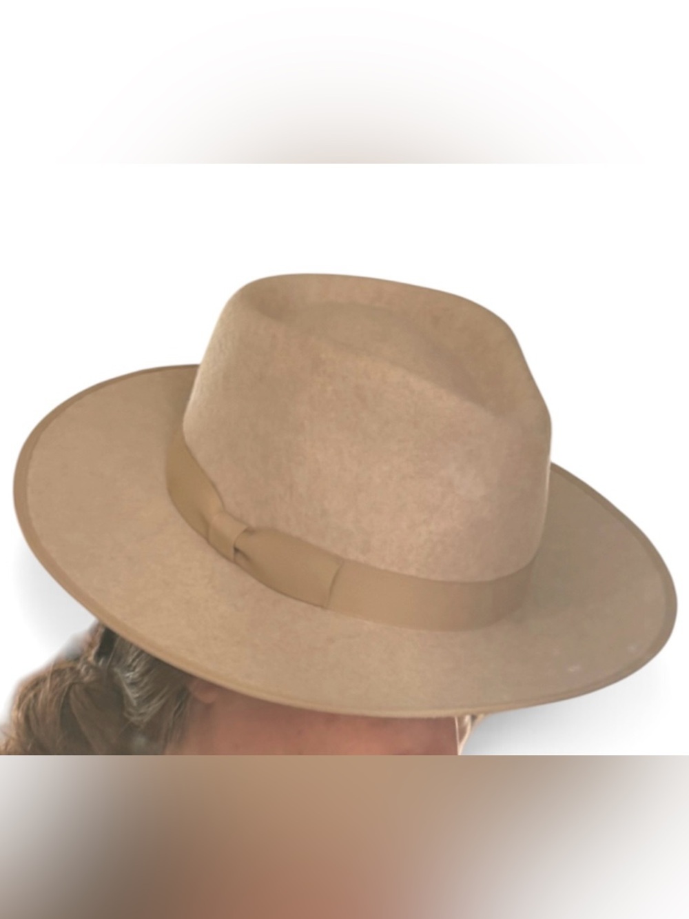 Friends of Friends Cream Tan Wool Western Flat Brim Hat 57cm